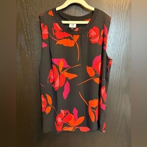 001 Cabi Women's Black and Red Floral Top New Complete Top